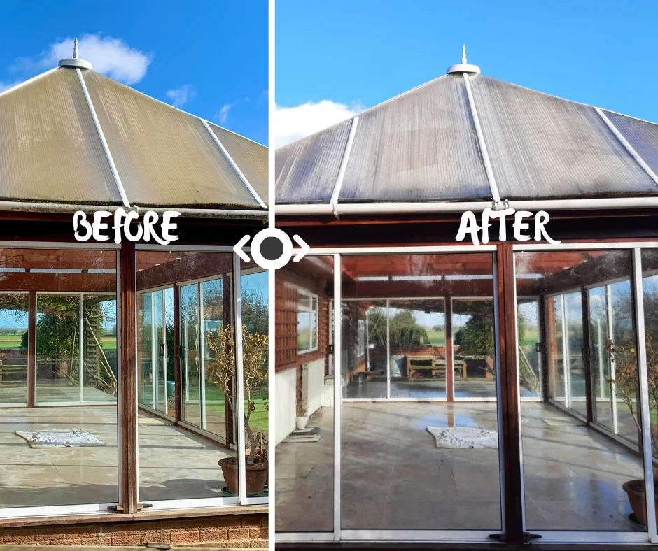 Before and after exterior cleaning example
